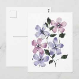 ピンクとブルーの花 ポストカード