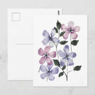 ピンクとブルーの花 ポストカード