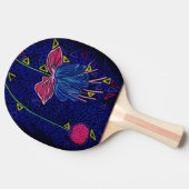 ピンクとブルーの花 卓球ラケット (横)