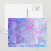 ピンクとブルーの華美デザイン ポストカード (正面/裏面)