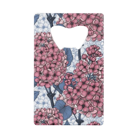 ピンクとブルーの薄紫 クレジットカード栓抜き (正面)