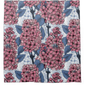 ピンクとブルーの薄紫 シャワーカーテン (正面)