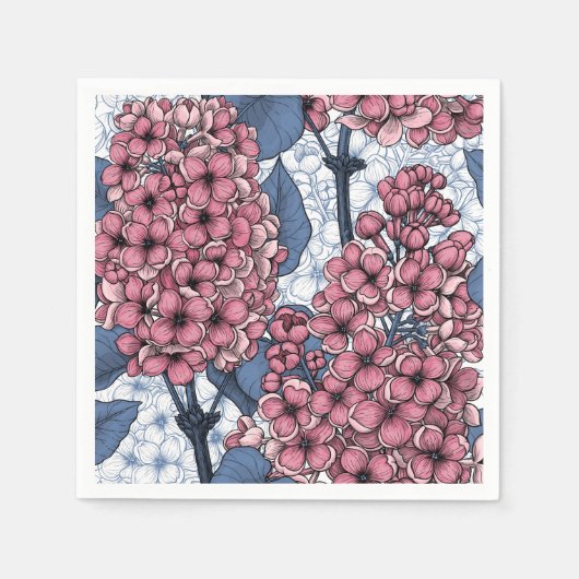 ピンクとブルーの薄紫 スタンダードカクテルナプキン (正面)