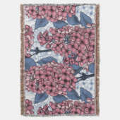 ピンクとブルーの薄紫 スローブランケット (正面縦)