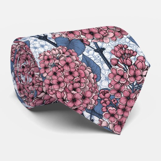 ピンクとブルーの薄紫 ネクタイ (ロール)