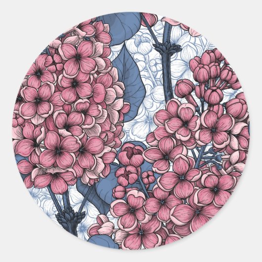 ピンクとブルーの薄紫 ラウンドシール (正面)