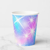 ピンクとブルーの虹色の輝き 紙コップ (裏面)