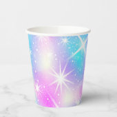 ピンクとブルーの虹色の輝き 紙コップ (左)