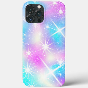 ピンクとブルーの虹色の輝き iPhone 13 PRO MAXケース