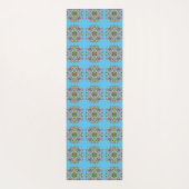 ピンクとブルーの蝶マンダラパターン（の模様が）ある ヨガマット (裏面)