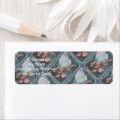 ピンクとブルーの蝶差出人住所 ラベル (インサイチュ)