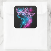 ピンクとブルーの蝶 スクエアシール (バッグ)