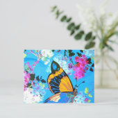 ピンクとブルーの蝶 ポストカード (スタンド正面)