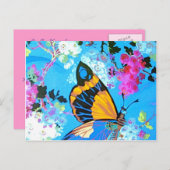 ピンクとブルーの蝶 ポストカード (正面/裏面)
