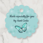 ピンクとブルーの蝶、愛で手作り フェイバータグ (裏面)