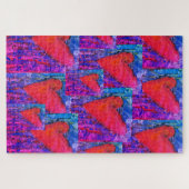 ピンクとブルーの複数ハート1000ピースパズル ジグソーパズル (横)