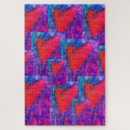 ピンクとブルーの複数ハート1000ピースパズル ジグソーパズル