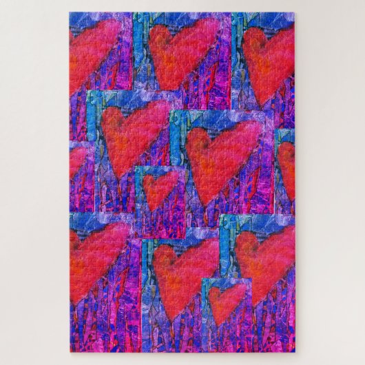ピンクとブルーの複数ハート1000ピースパズル ジグソーパズル (縦)