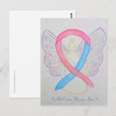 ピンクとブルーの認識度リボンエンジェルポストカード ポストカード (正面/裏面)