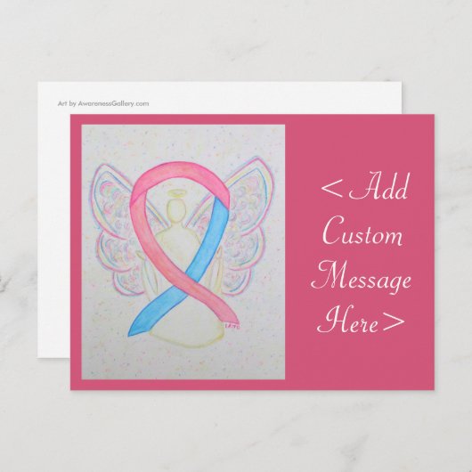 ピンクとブルーの認識度リボンエンジェルポストカード ポストカード (正面/裏面)