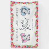 ピンクとブルーの象のバラ性別の表示 横断幕 (縦)