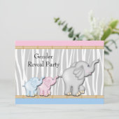 ピンクとブルーの象の性別の表示 招待状 (スタンド正面)