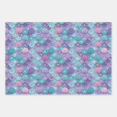 ピンクとブルーの貝殻 ラッピングペーパーシート (正面2)