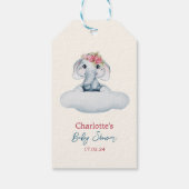 ピンクとブルーの赤モダンちゃんシャワー ギフトタグ (裏面)