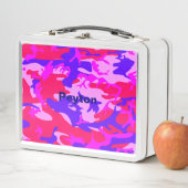 ピンクとブルーの迷彩追加ネームメタル弁当箱 メタルランチボックス (インサイチュ)