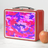 ピンクとブルーの迷彩追加ネームメタル弁当箱 メタルランチボックス (インサイチュ)