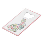 ピンクとブルーの野の花の春のウサギ クレジットカード栓抜き (正面アングル)