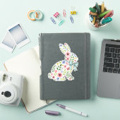 ピンクとブルーの野の花イースターラビット シール (iPadカバー)