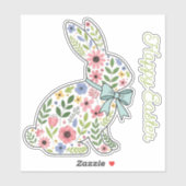 ピンクとブルーの野の花 イースターバニー シール (シート)