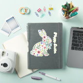 ピンクとブルーの野の花 イースターバニー シール (iPadカバー)