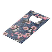 ピンクとブルーの野生のバラの《鳥》アメリカゴガラ クレジットカード栓抜き (正面アングル)