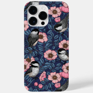 ピンクとブルーの野生のバラの《鳥》アメリカゴガラ Case-Mate iPhone 14 PRO MAXケース
