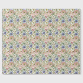 ピンクとブルーの野生の花 ブライダルシャワー ベビーシャワー ラッピングペーパー (フラット)