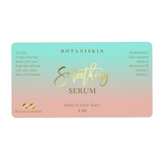 ピンクとブルーの金ゴールド平滑化血清ラベル ラベル (正面)
