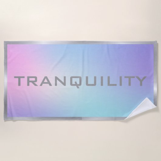 ピンクとブルーの銀グラデーション枠ヨガマット ビーチタオル (正面)