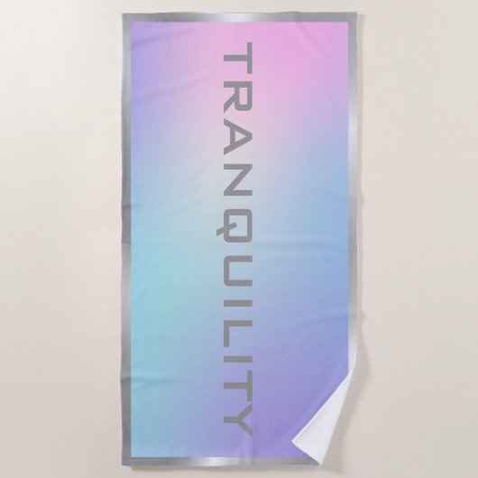 ピンクとブルーの銀グラデーション枠ヨガマット ビーチタオル (正面)