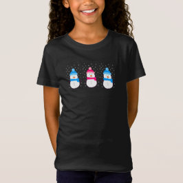 ピンクとブルーの雪だるま Tシャツ