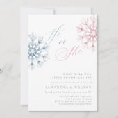 ピンクとブルーの雪の結晶 ジェンダー発表パーティー 招待状 (正面)