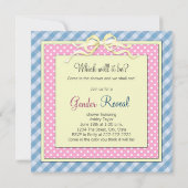 ピンクとブルーの靴の性別が赤ちゃんのシャワーを明らかにする 招待状 (裏面)