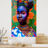 ピンクとブルーの顔メイクアッププリンセス ポスター (キッチン)