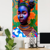 ピンクとブルーの顔メイクアッププリンセス ポスター (ホームオフィス)