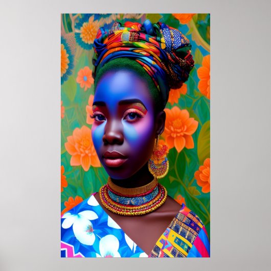 ピンクとブルーの顔メイクアッププリンセス ポスター (正面)