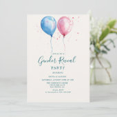 ピンクとブルーの風船　性別発表パーティー 招待状 (スタンド正面)