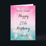 ピンクとブルーの《写真》ぼけ味27誕生日 カード<br><div class="desc">《写真》ぼけ味かわいらしブルーとピンクの27th誕生日カードの娘、妹、友人など。この27歳モダンの誕生日の前は彼女の名パーソナライズされた前で簡単に。内部のカードメッセージもできパーソナライズされたる。26歳の誕生日素晴らしには誕生日の記念に贈る。</div>