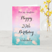 ピンクとブルーの《写真》ぼけ味29誕生日 カード (黄色い花)