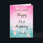 ピンクとブルーの《写真》ぼけ味31誕生日 カード<br><div class="desc">《写真》ぼけ味かわいらしブルーとピンクの31番目の誕生日カード娘、妹、友人など。この31歳モダンの誕生日の前は彼女の名パーソナライズされた前で簡単に。内部のカードメッセージもできパーソナライズされたる。これは彼女の31歳素晴らしの誕生日の記念に誕生日を作るだろう。</div>